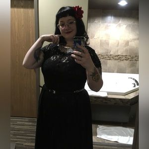 Black lace overlay dress